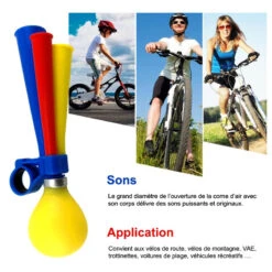 Avertisseur Coloré Pour Vélo En Forme De Trompe Trois Cornes -Magasin De Vélos Zefal avertisseur colore pour velo en forme de trompe trois cornes 2