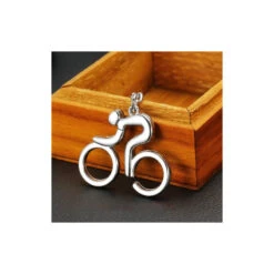 Porte Clés Cycliste Laqué Argent